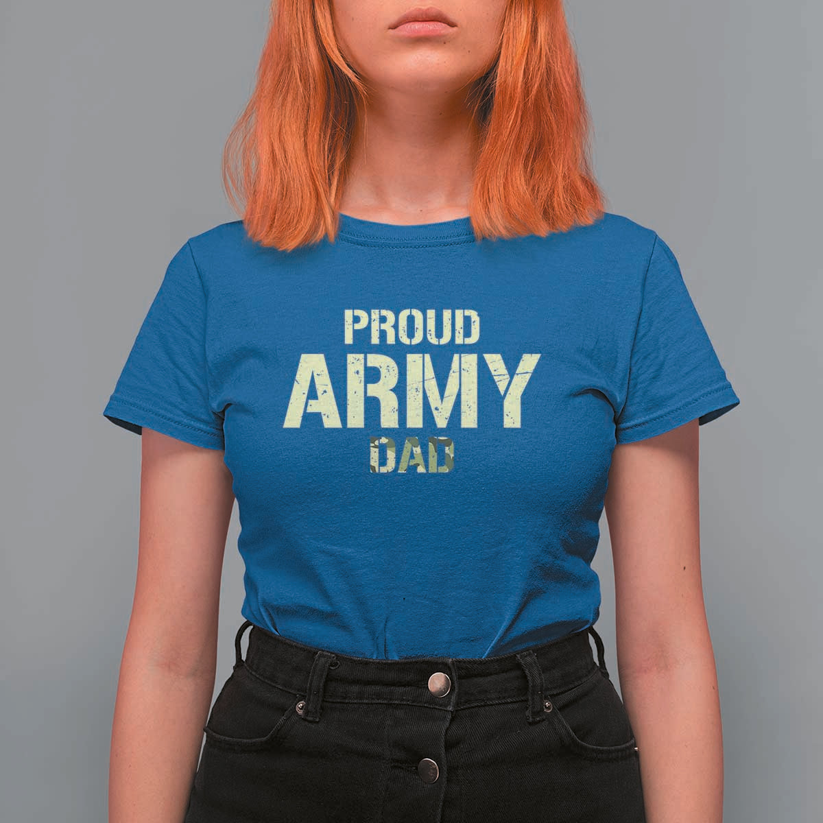 Proud Army Dad T Shirt For Women Military Camo American Flag Father's Day