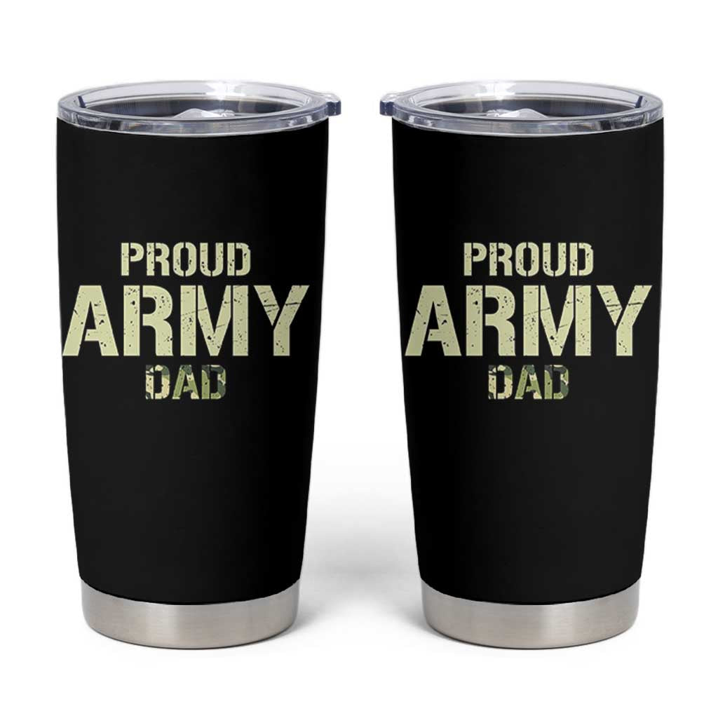 Proud Army Dad Tumbler Cup Military Camo American Flag Father's Day