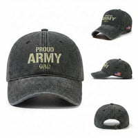 Proud Army Dad Washed Cotton Baseball Cap Military Camo American Flag Father's Day