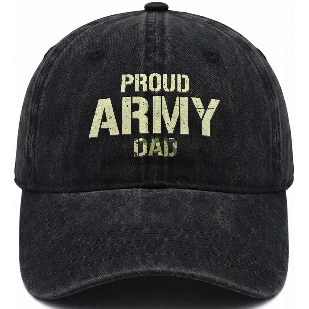 Proud Army Dad Washed Cotton Baseball Cap Military Camo American Flag Father's Day