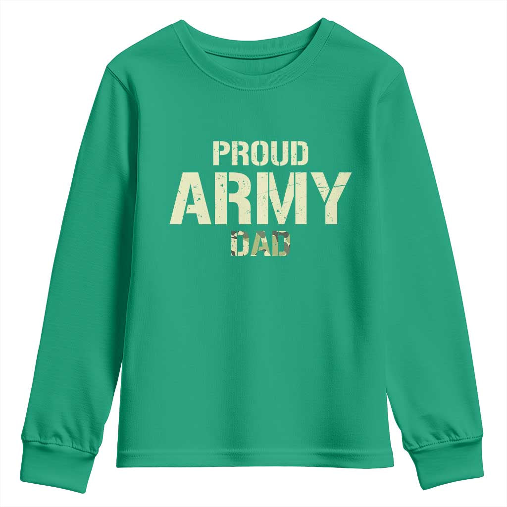 Proud Army Dad Youth Sweatshirt Military Camo American Flag Father's Day