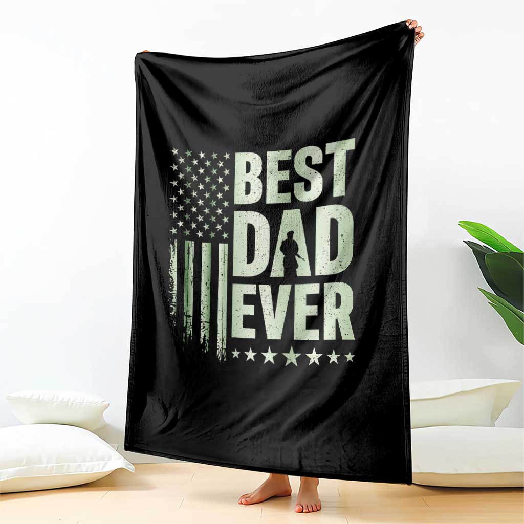 Best Dad Ever Throw Blanket Military Camo American Flag Father's Day