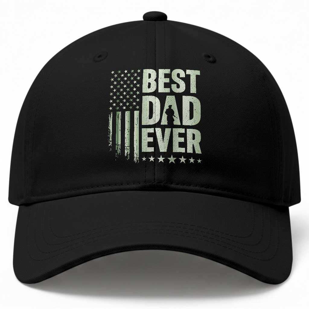 Best Dad Ever Baseball Cap Military Camo American Flag Father's Day