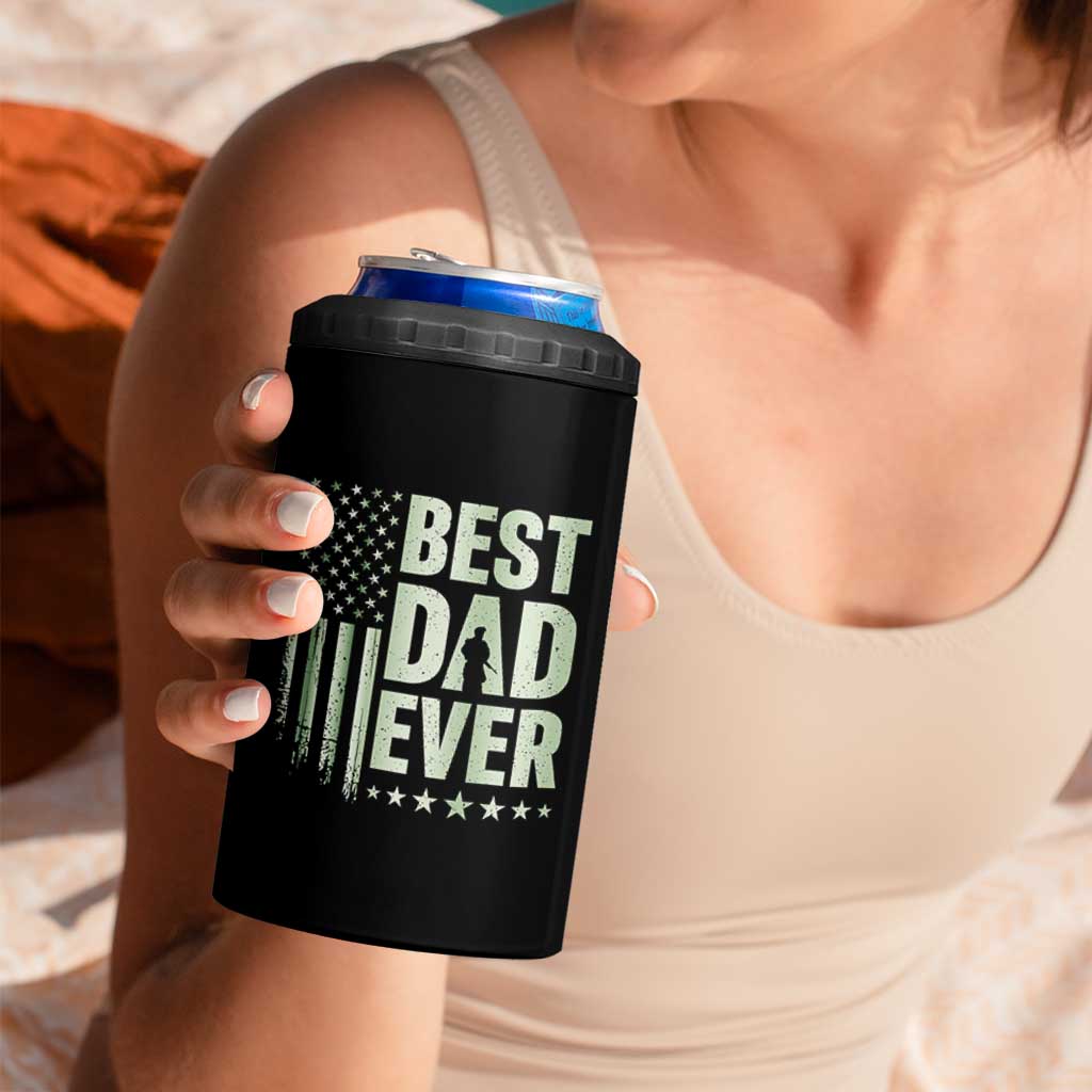 Best Dad Ever 4 in 1 Can Cooler Tumbler Military Camo American Flag Father's Day