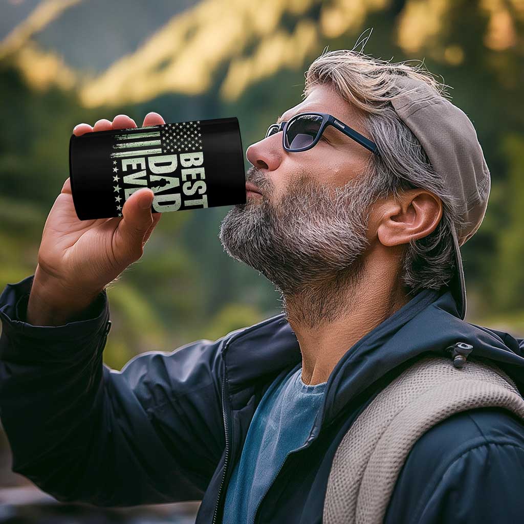Best Dad Ever 4 in 1 Can Cooler Tumbler Military Camo American Flag Father's Day