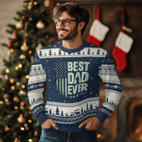 Best Dad Ever Ugly Christmas Sweater Military Camo American Flag Father's Day
