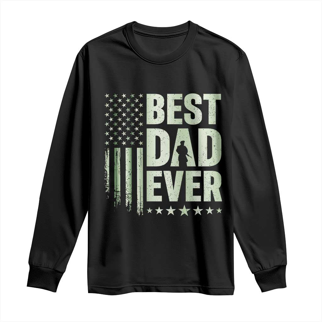 Best Dad Ever Long Sleeve Shirt Military Camo American Flag Father's Day