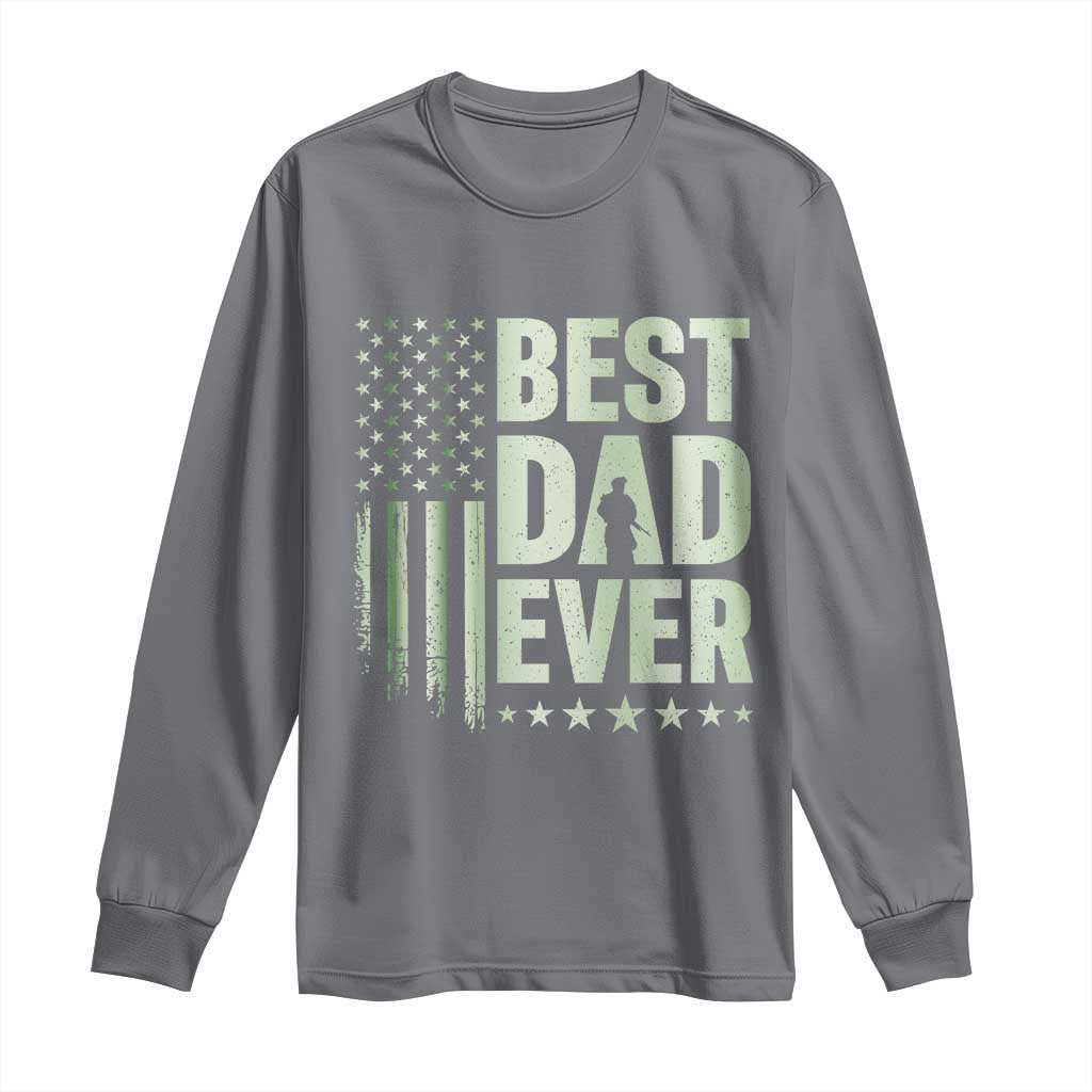 Best Dad Ever Long Sleeve Shirt Military Camo American Flag Father's Day