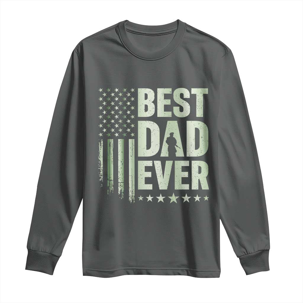 Best Dad Ever Long Sleeve Shirt Military Camo American Flag Father's Day