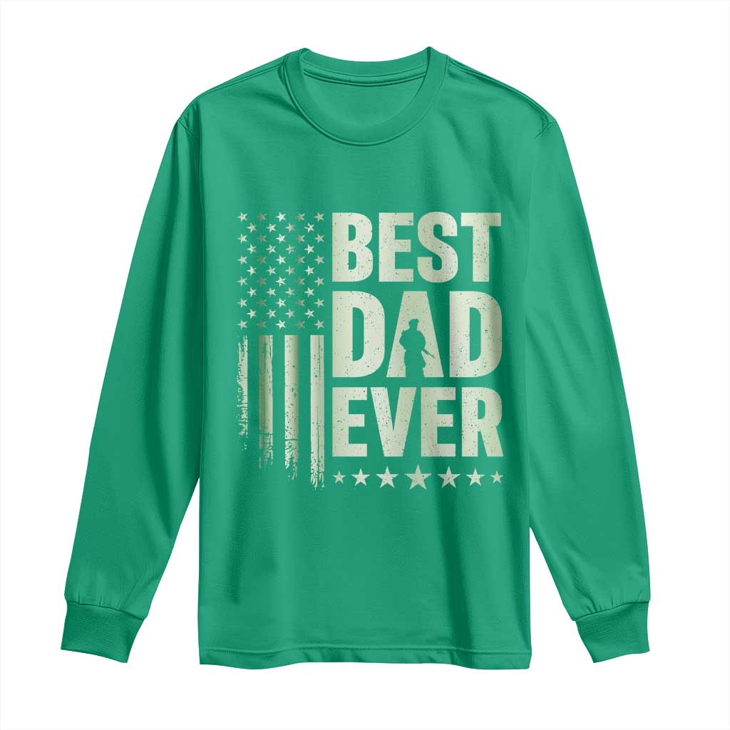Best Dad Ever Long Sleeve Shirt Military Camo American Flag Father's Day