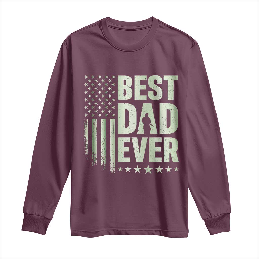 Best Dad Ever Long Sleeve Shirt Military Camo American Flag Father's Day