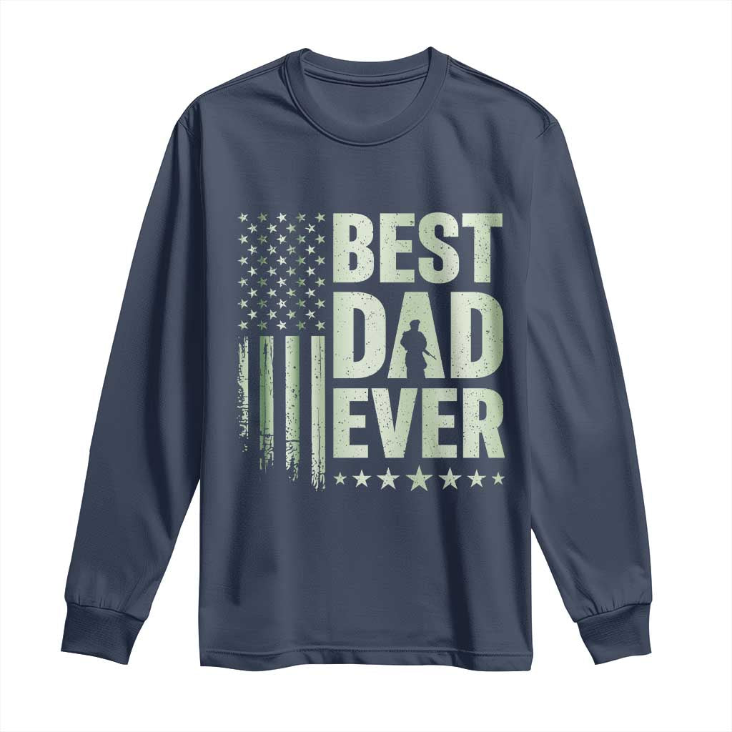 Best Dad Ever Long Sleeve Shirt Military Camo American Flag Father's Day