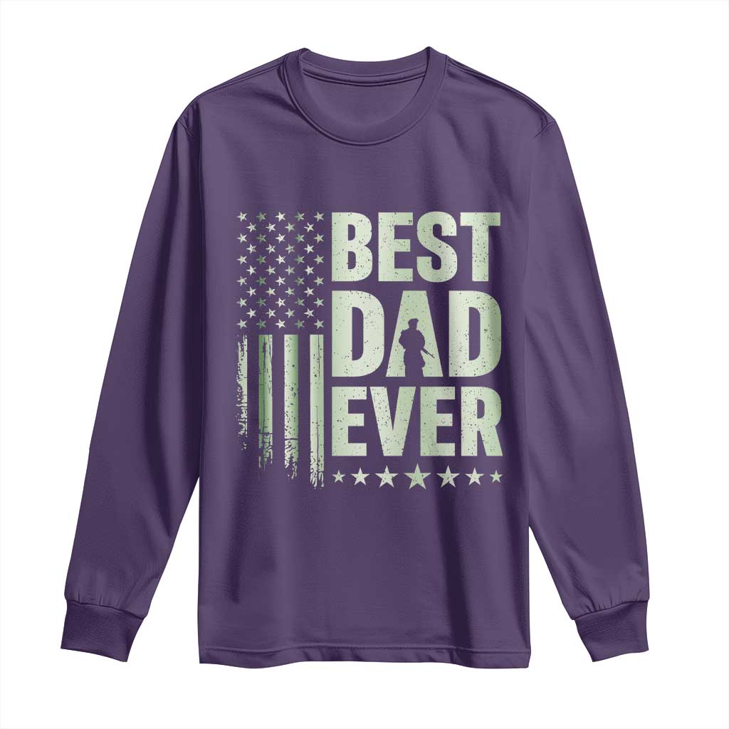 Best Dad Ever Long Sleeve Shirt Military Camo American Flag Father's Day