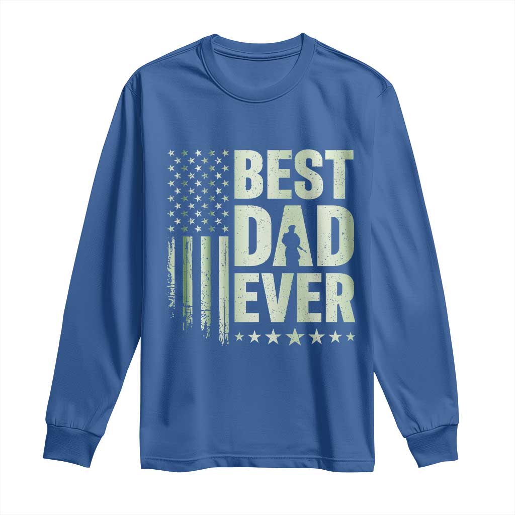 Best Dad Ever Long Sleeve Shirt Military Camo American Flag Father's Day
