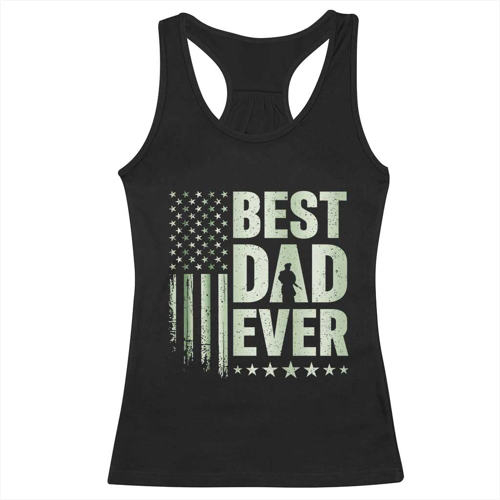 Best Dad Ever Racerback Tank Top Military Camo American Flag Father's Day