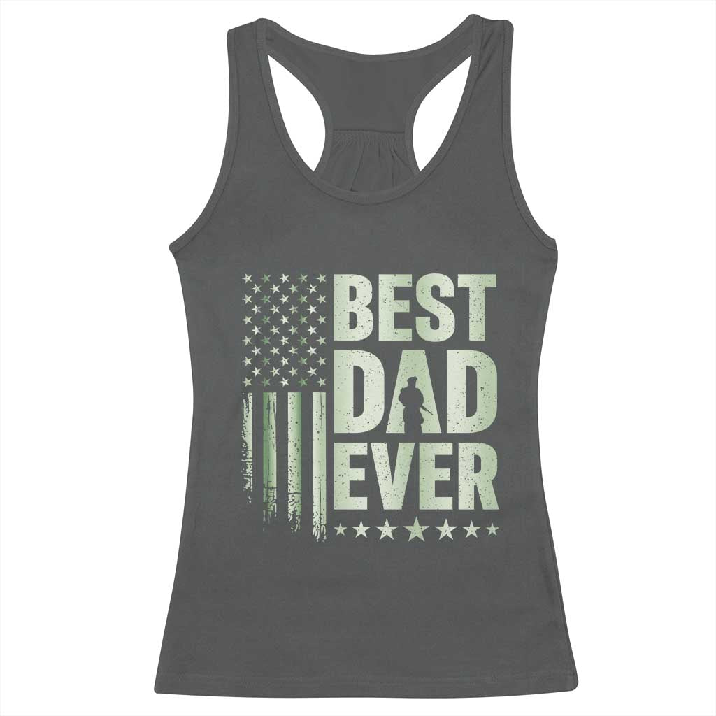Best Dad Ever Racerback Tank Top Military Camo American Flag Father's Day