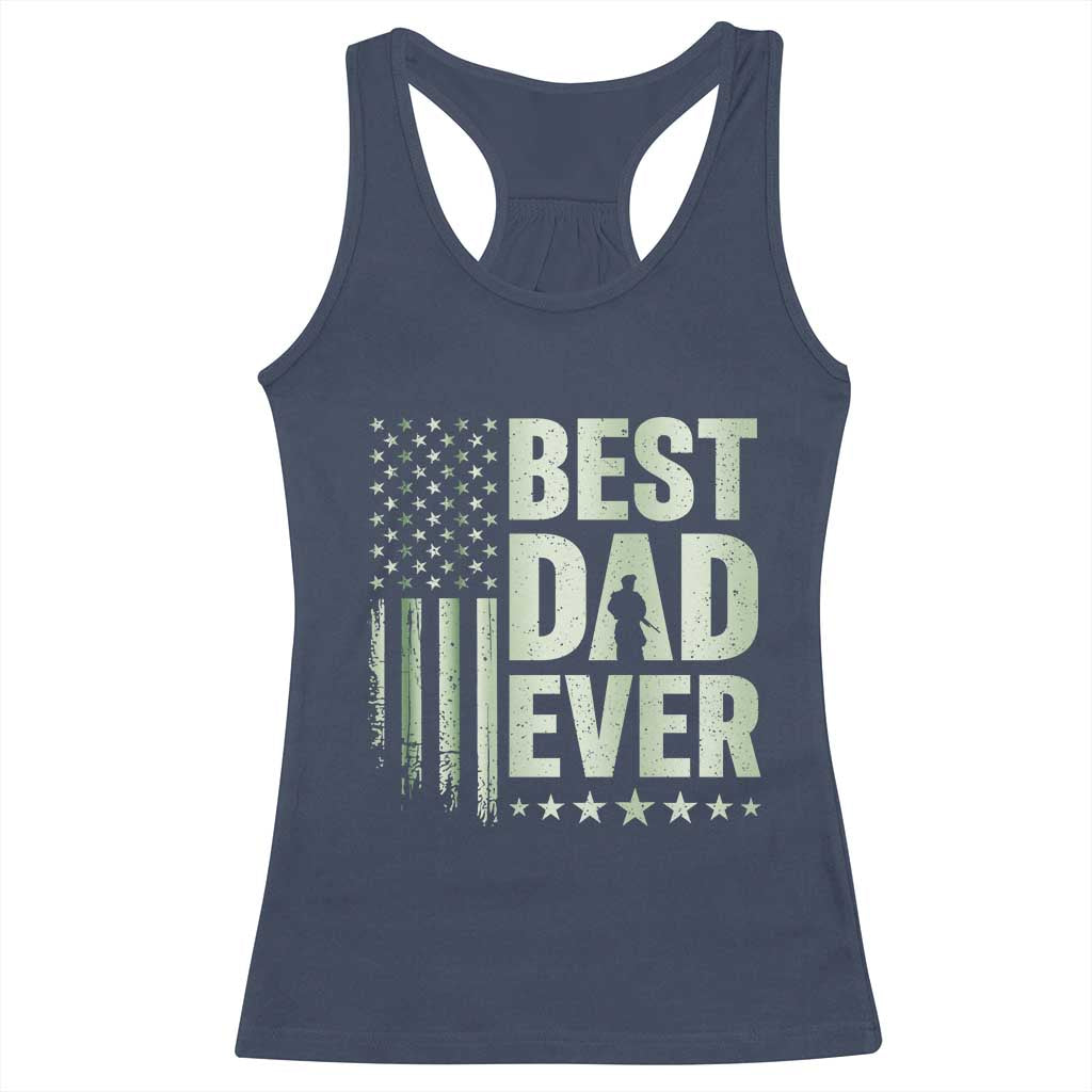 Best Dad Ever Racerback Tank Top Military Camo American Flag Father's Day