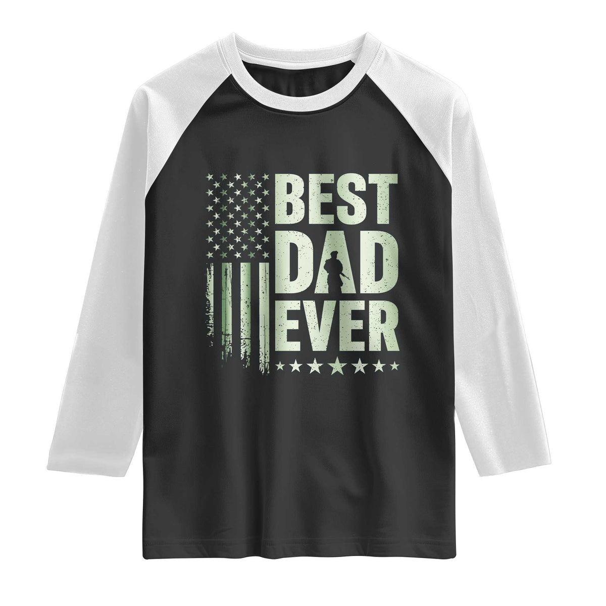 Best Dad Ever Raglan Shirt Military Camo American Flag Father's Day