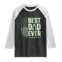 Best Dad Ever Raglan Shirt Military Camo American Flag Father's Day