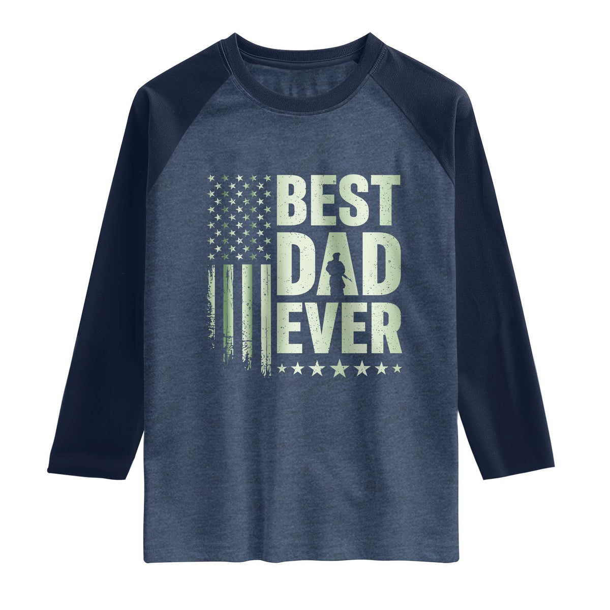 Best Dad Ever Raglan Shirt Military Camo American Flag Father's Day