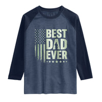 Best Dad Ever Raglan Shirt Military Camo American Flag Father's Day