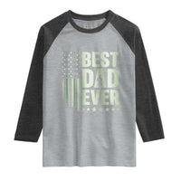Best Dad Ever Raglan Shirt Military Camo American Flag Father's Day