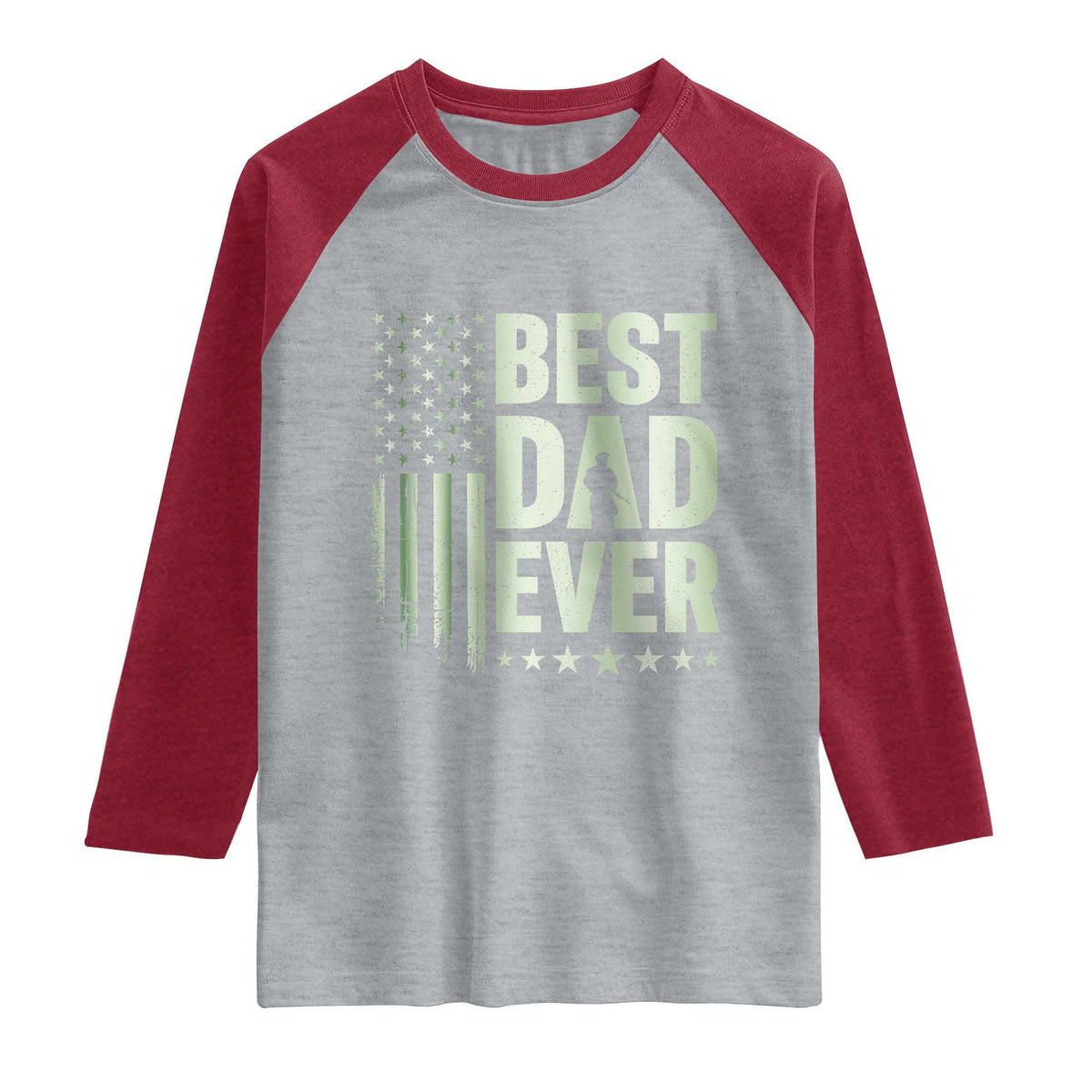 Best Dad Ever Raglan Shirt Military Camo American Flag Father's Day