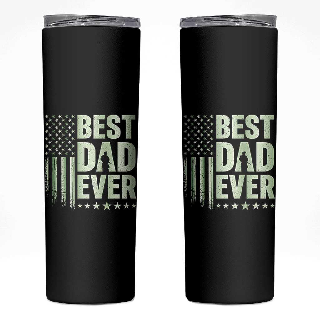 Best Dad Ever Skinny Tumbler Military Camo American Flag Father's Day