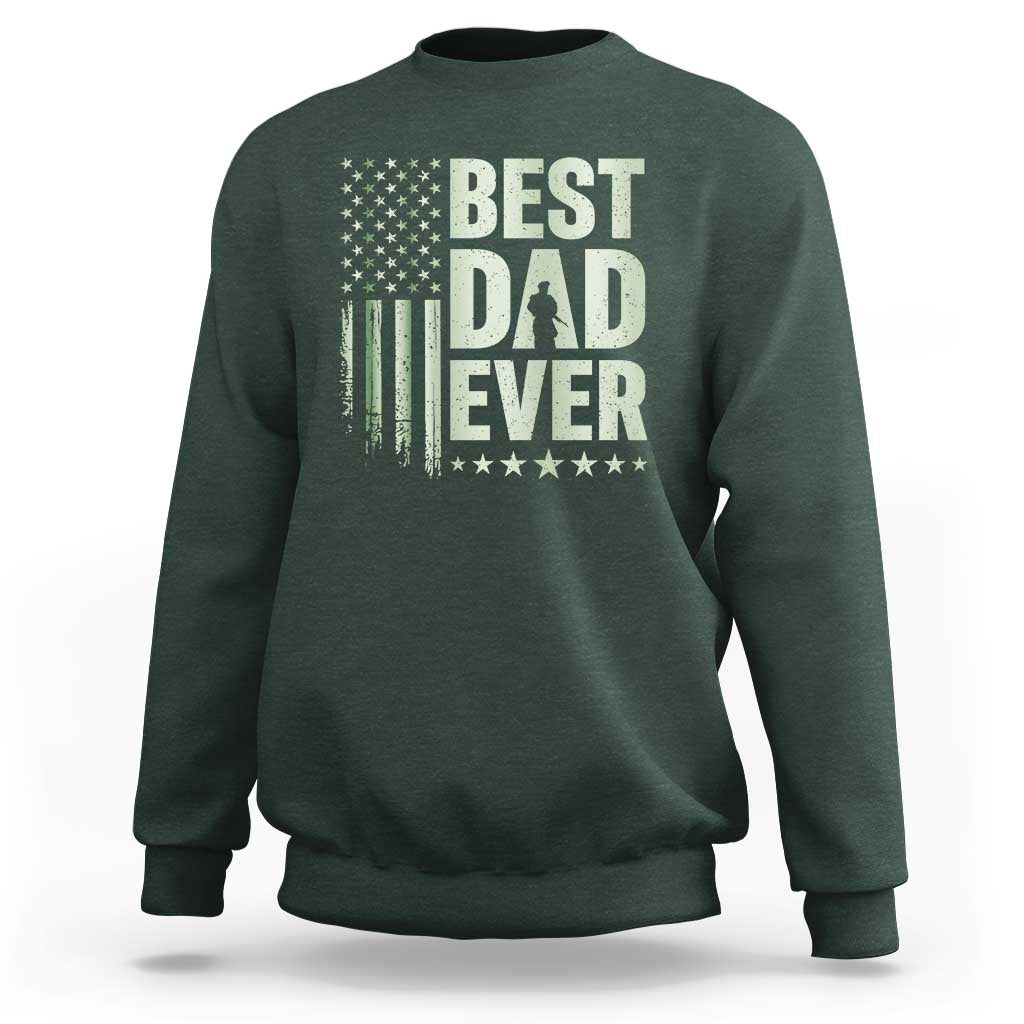 Best Dad Ever Sweatshirt Military Camo American Flag Father's Day