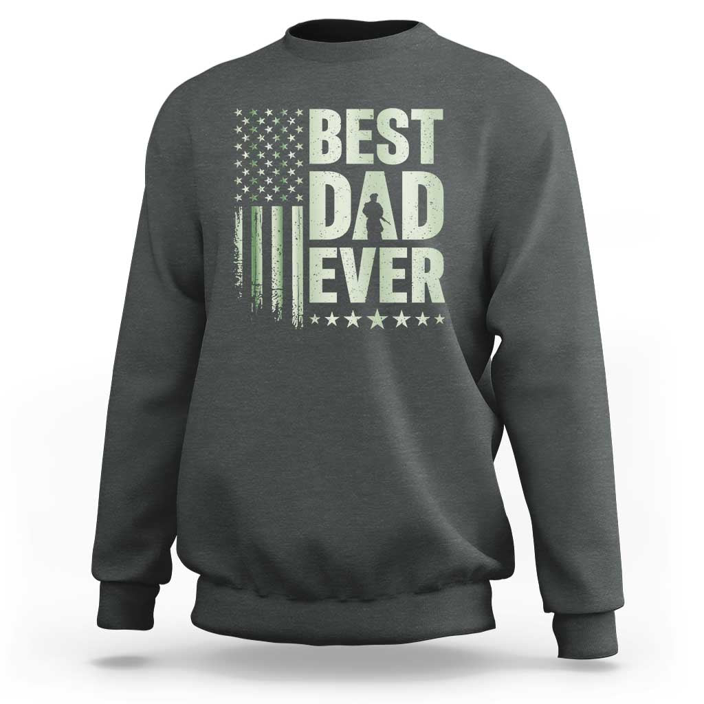 Best Dad Ever Sweatshirt Military Camo American Flag Father's Day