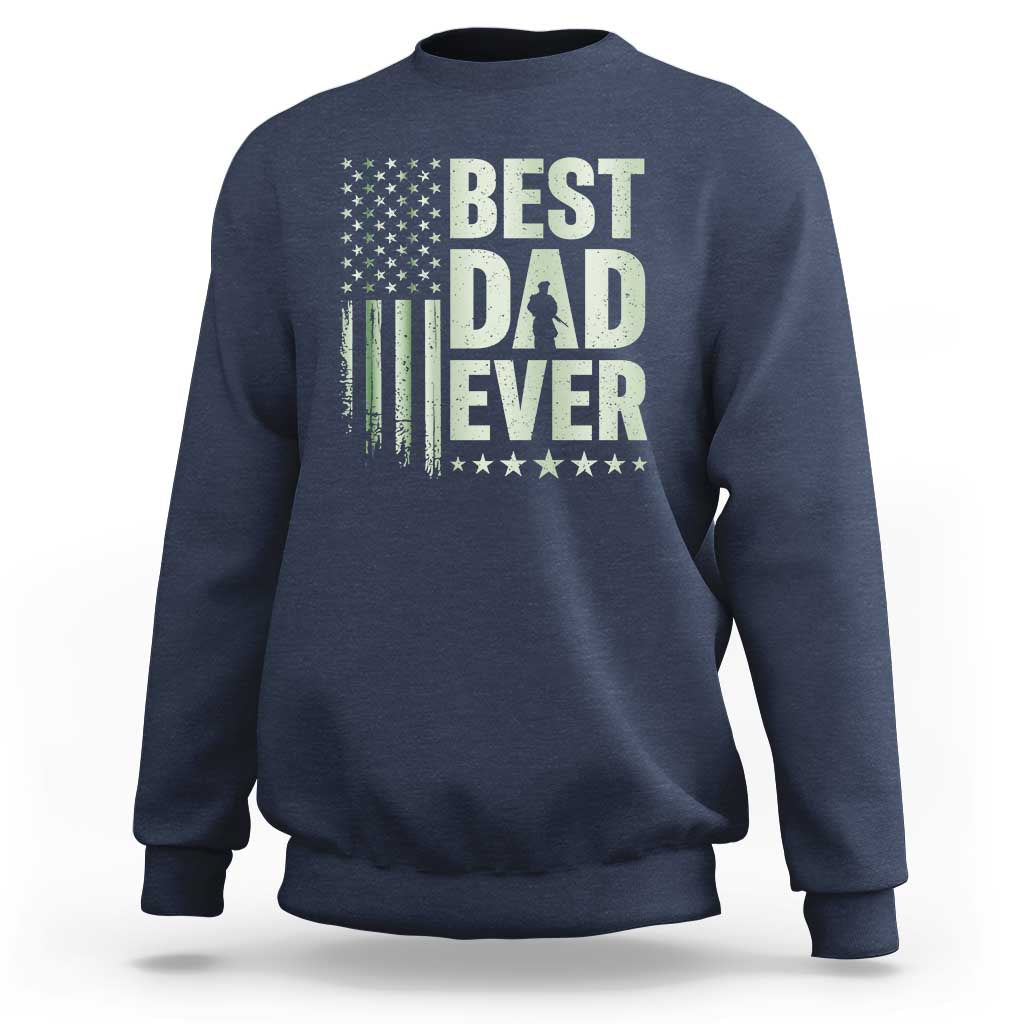 Best Dad Ever Sweatshirt Military Camo American Flag Father's Day