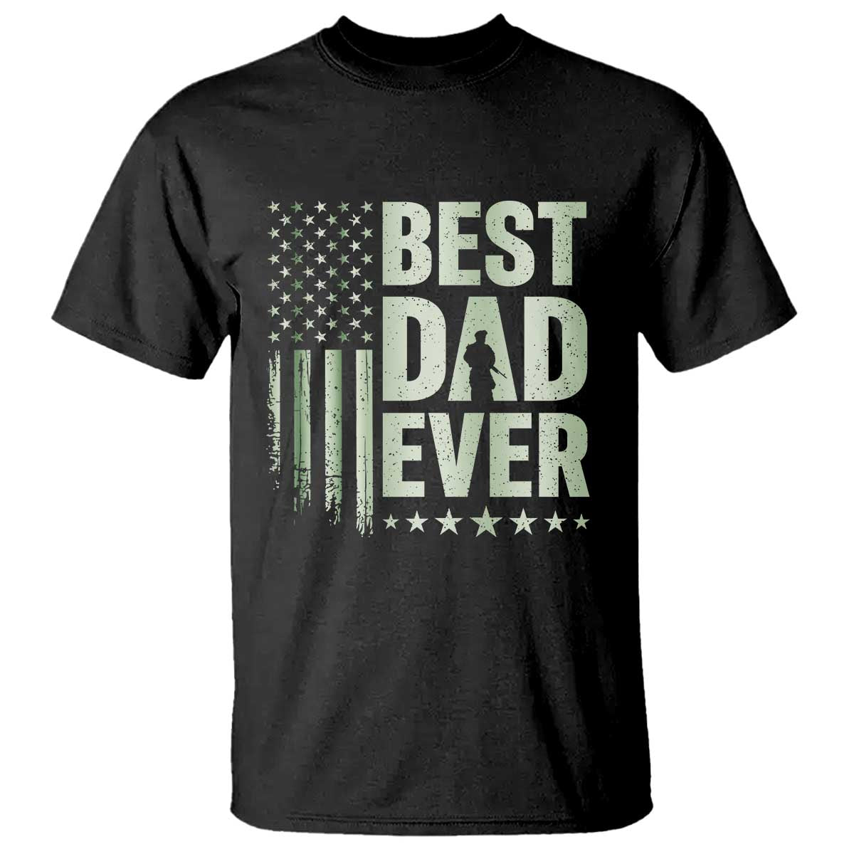 Best Dad Ever T Shirt Military Camo American Flag Father's Day