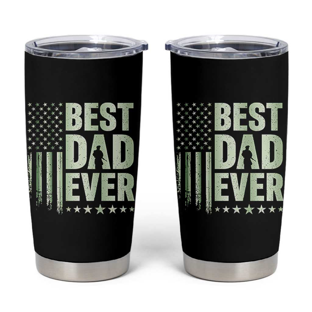 Best Dad Ever Tumbler Cup Military Camo American Flag Father's Day