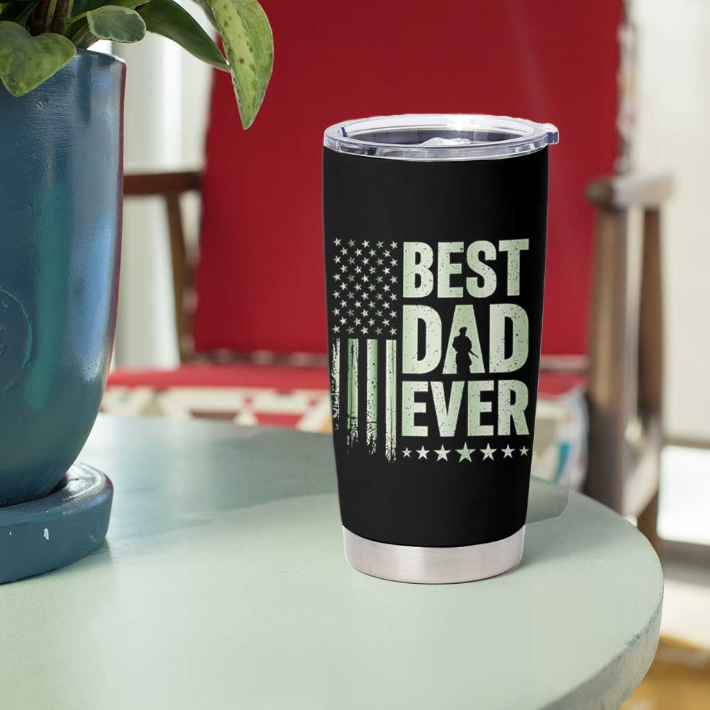 Best Dad Ever Tumbler Cup Military Camo American Flag Father's Day