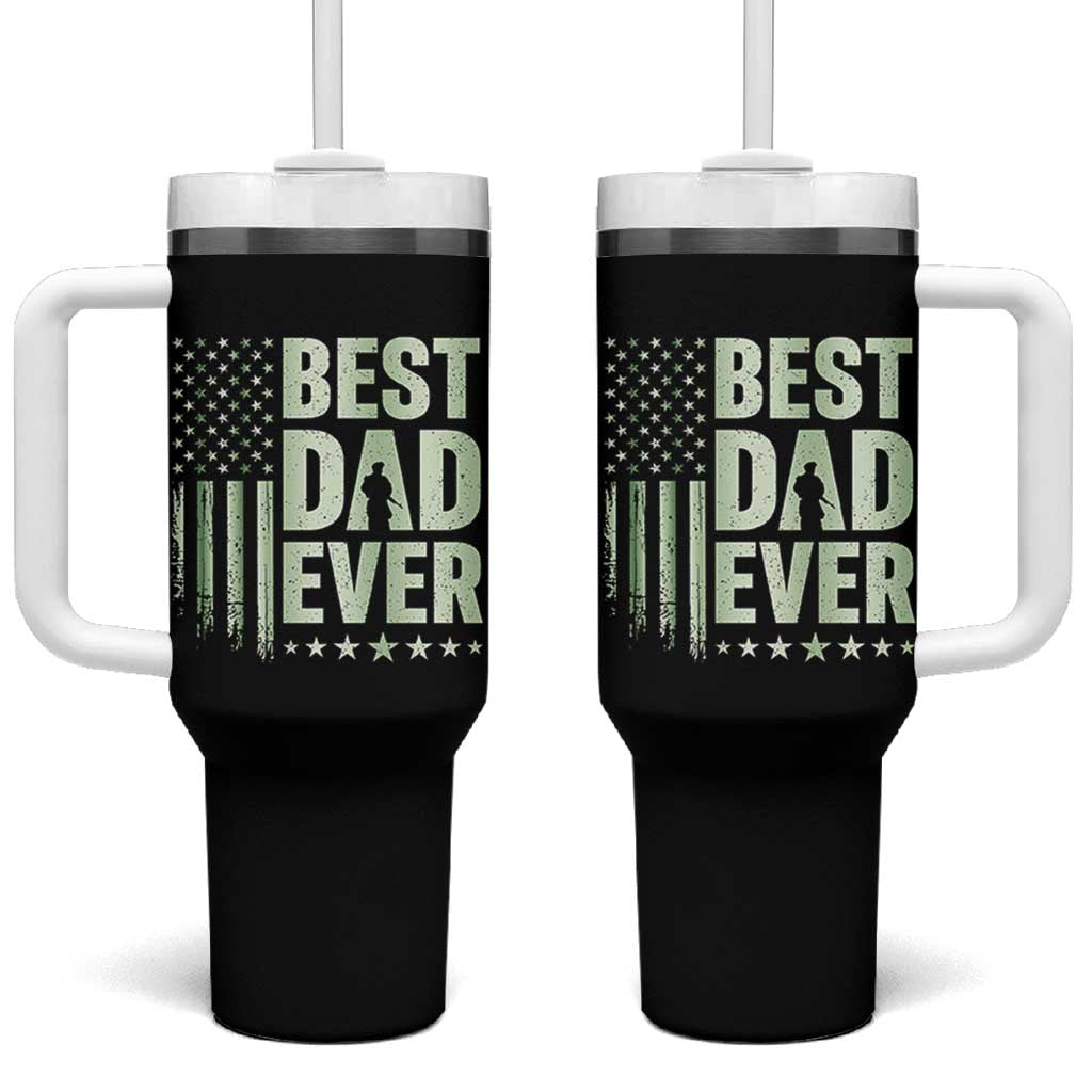 Best Dad Ever Tumbler With Handle Military Camo American Flag Father's Day