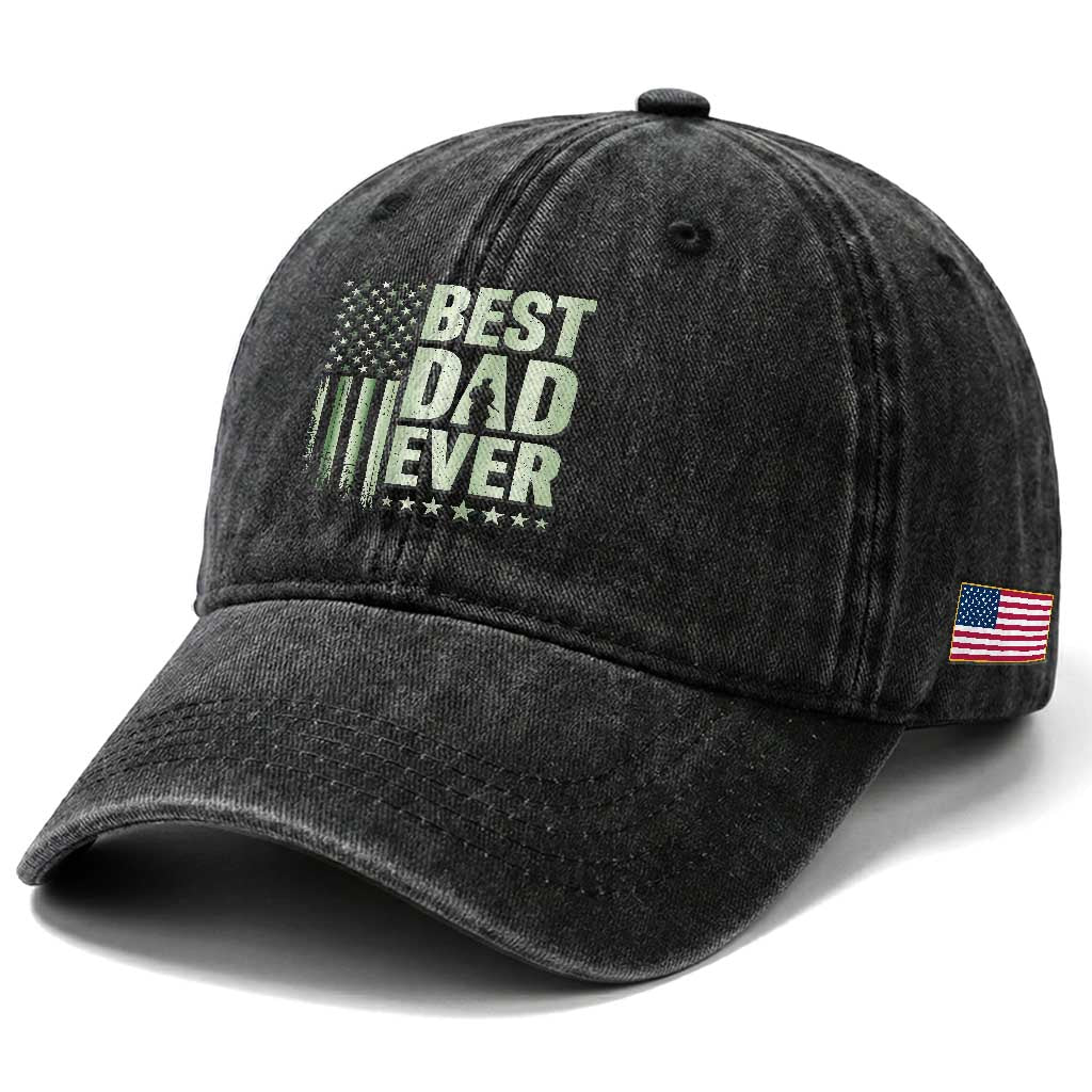 Best Dad Ever Washed Cotton Baseball Cap Military Camo American Flag Father's Day