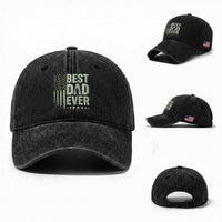 Best Dad Ever Washed Cotton Baseball Cap Military Camo American Flag Father's Day