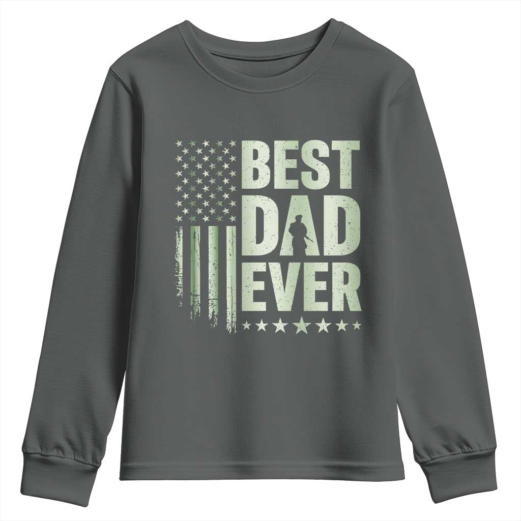 Best Dad Ever Youth Sweatshirt Military Camo American Flag Father's Day