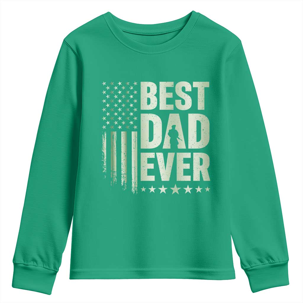 Best Dad Ever Youth Sweatshirt Military Camo American Flag Father's Day