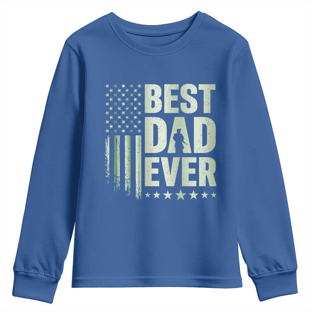 Best Dad Ever Youth Sweatshirt Military Camo American Flag Father's Day