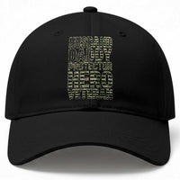 Husband Daddy Protector Hero Veteran Baseball Cap Father's Day American Flag Camouflage