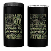 Husband Daddy Protector Hero Veteran 4 in 1 Can Cooler Tumbler Father's Day American Flag Camouflage