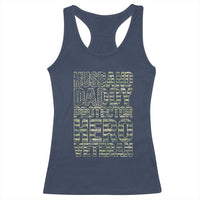 Husband Daddy Protector Hero Veteran Racerback Tank Top Father's Day American Flag Camouflage