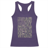 Husband Daddy Protector Hero Veteran Racerback Tank Top Father's Day American Flag Camouflage