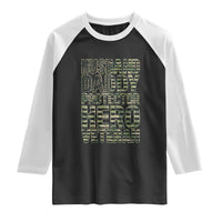 Husband Daddy Protector Hero Veteran Raglan Shirt Father's Day American Flag Camouflage