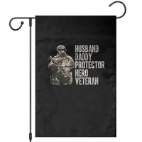 Husband Daddy Protector Hero Veteran Garden Flag Patriotic American Flag Camo Father's Day