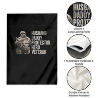 Husband Daddy Protector Hero Veteran Garden Flag Patriotic American Flag Camo Father's Day