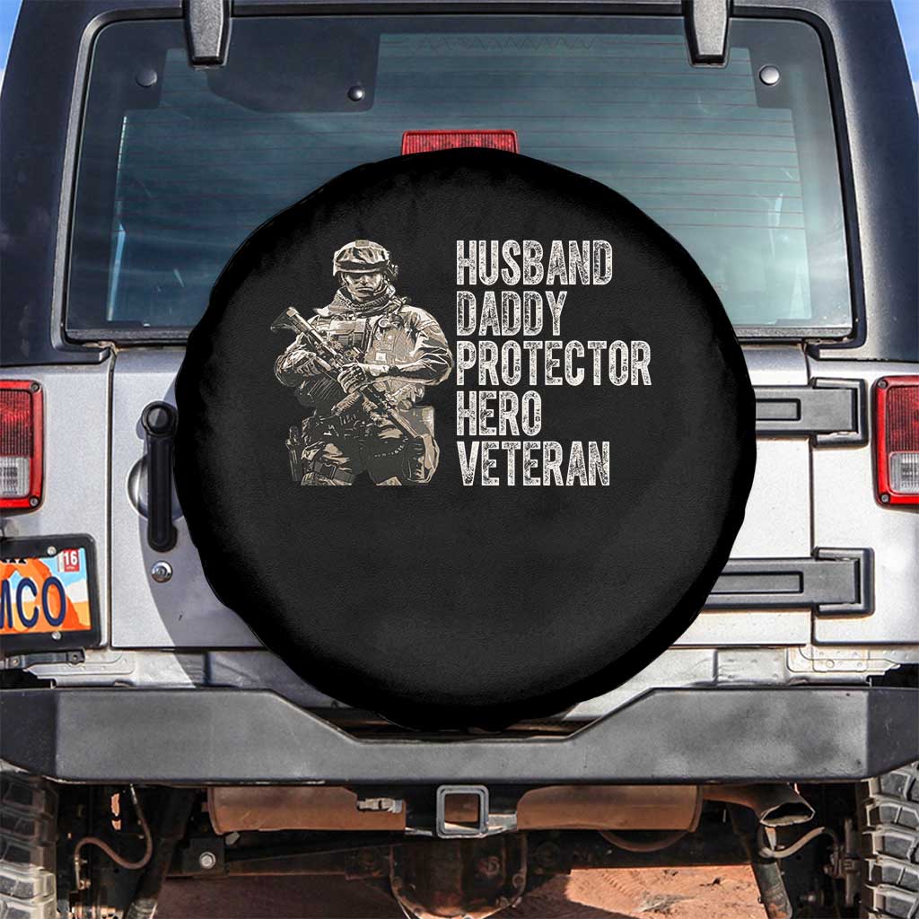 Husband Daddy Protector Hero Veteran Spare Tire Cover Patriotic American Flag Camo Father's Day