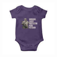 Husband Daddy Protector Hero Veteran Baby Onesie Patriotic American Flag Camo Father's Day