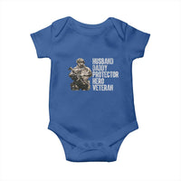Husband Daddy Protector Hero Veteran Baby Onesie Patriotic American Flag Camo Father's Day